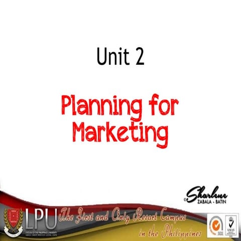 Planning for Marketing