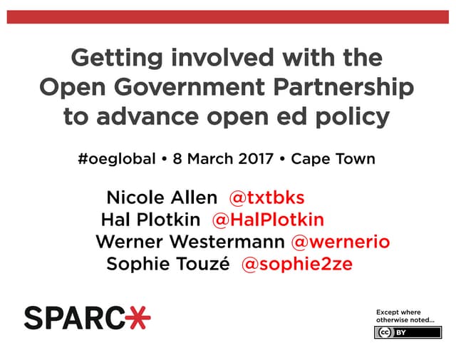 Getting involved with the Open Government Partnership to advance open ed policy