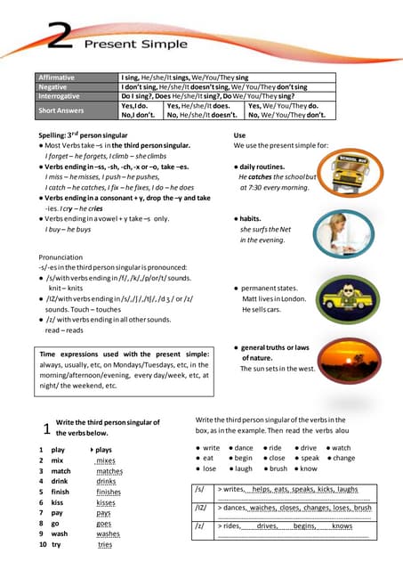 Present simple AND THIRD PERSON | PDF