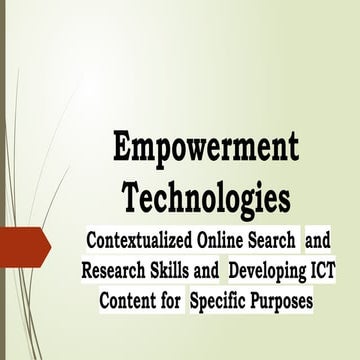 Contextualized Online Search  and Research Skills and  Developing ICT Content...