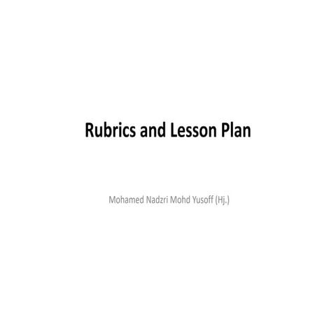 2 Rubrics and Lesson Plan.ppt