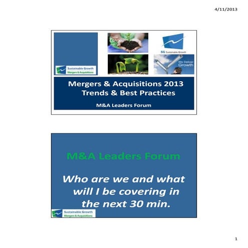 M and A Leaders Forum April 2013- S.G.s Presentation