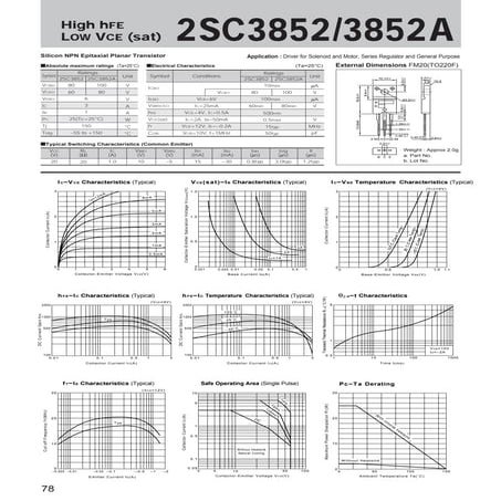 Original NPN Transistor 2SC3852A C3852A 3852 TO-220F New Sanken