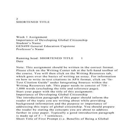 2SHORTENED TITLEWeek 1 AssignmentImportance of Deve.docx