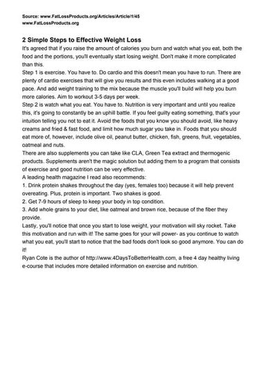 2 simple steps to effective weight loss