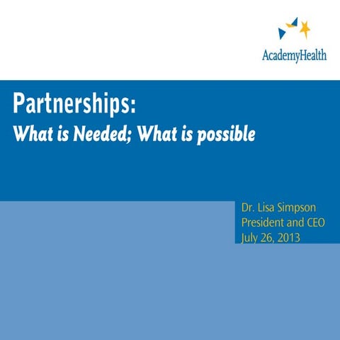 Panel: CUE in partnership- Lisa Simpson | PPT | Healthcare Industry ...