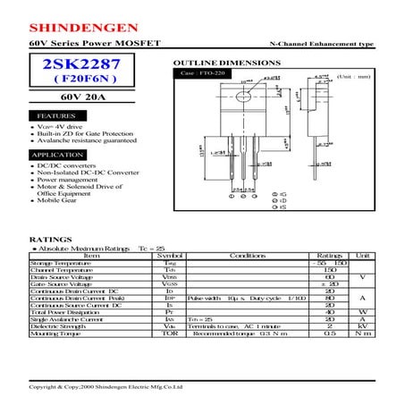 Datasheet of 2SK2287