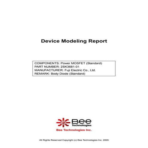 SPICE MODEL of 2SK3681-01 (Standard+BDS Model) in SPICE PARK