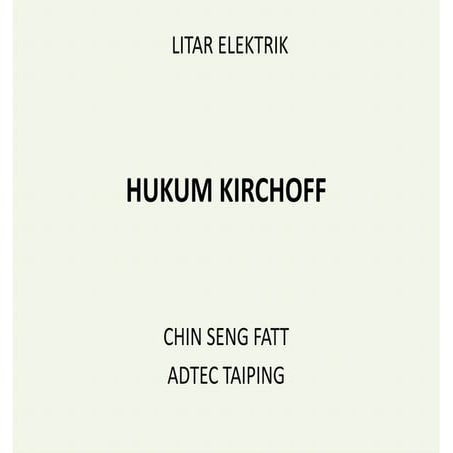 Hukum Kirchoff / Kirchoff Law