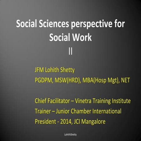 Social Sciences Perspective for Social Work II