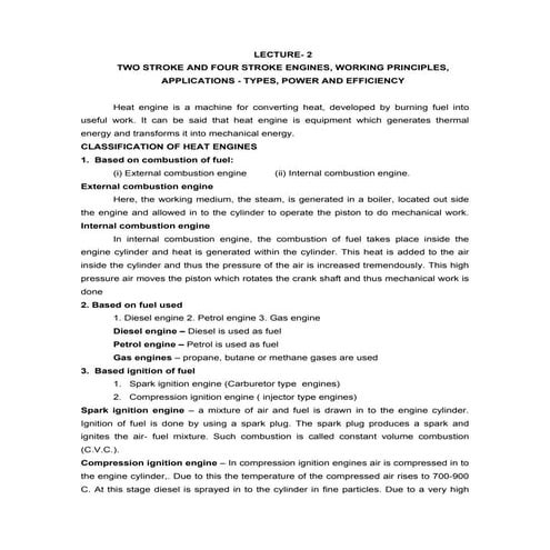 2 stroke cycle engine notesfor automotive