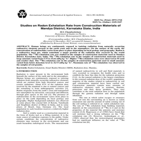 2 studies on radon exhalation rate from construction materials of mandya dist...