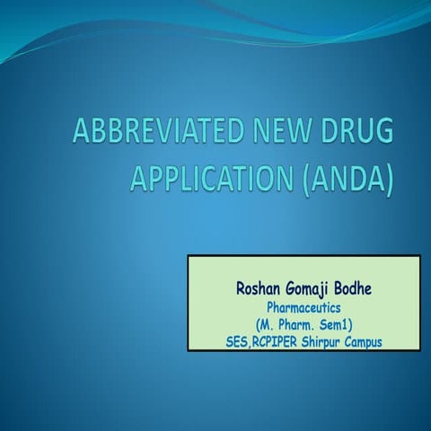 ANDA FDA APPLICATION