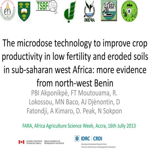 Microdose technology to improve crop productivity in west Africa