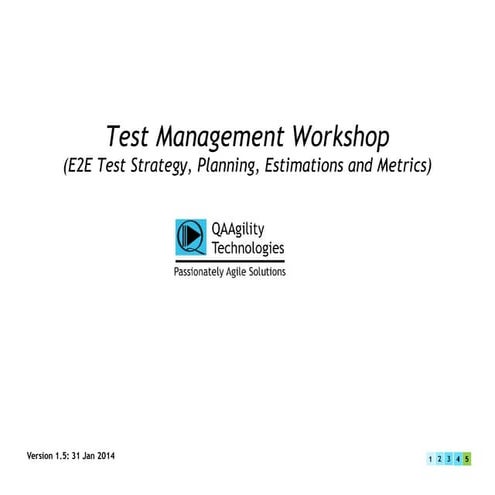 End to End Test Management Test Strategy Estimation and Metrics Workshop
