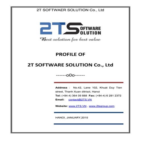 Profile Of 2T Software Solution Co.,Ltd