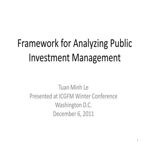 Framework for Analyzing Public Investment Management