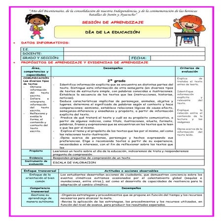2º U1 S4 SESION D4 PLAN LECTOR DIA DE LA EDUCACION MAESTRAS DE PRIMARIA ...