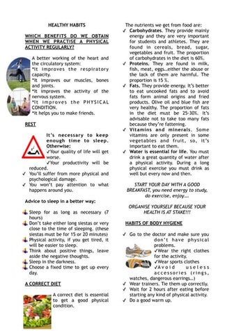 2 worksheet healthy habits