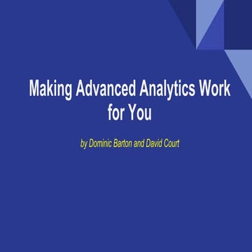 Making advanced analytics work for you.