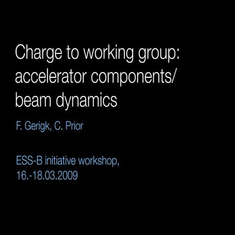 ESS-Bilbao Initiative Workshop. Charge to working group: accelerator componen...