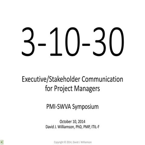 3-10-30: Executive and Stakeholder Communication for Project Managers