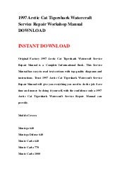 Arctic Cat Tigershark Ts 1000 L 1998 Jet-Ski Service WorkShop Repair Manual DVD!