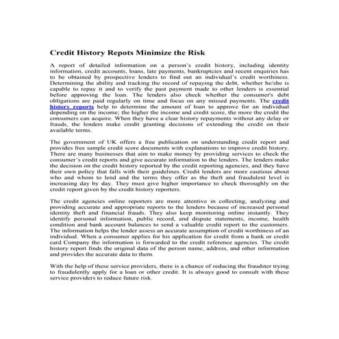 3. credit history report