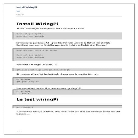 3.0 install wiring pi (control ports gpio manu )