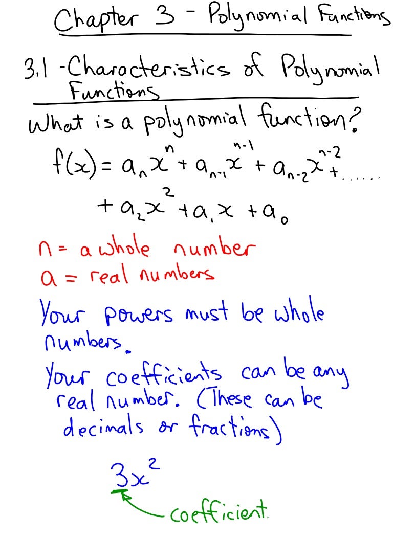 PC 30 3.1 Characteristics of Polynomials