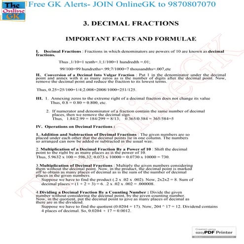 3. decimal fractions