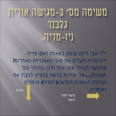 משימה מס' 3 ניו מדיה מגישה אורית גלבנד