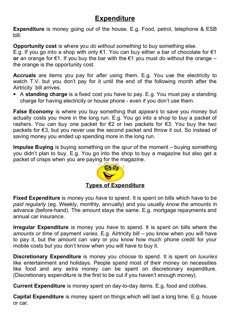 Junior Cert Business Studies Expenditure