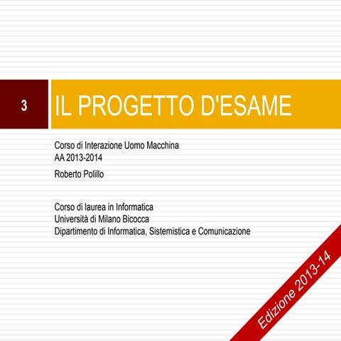 3. Il progetto di esame