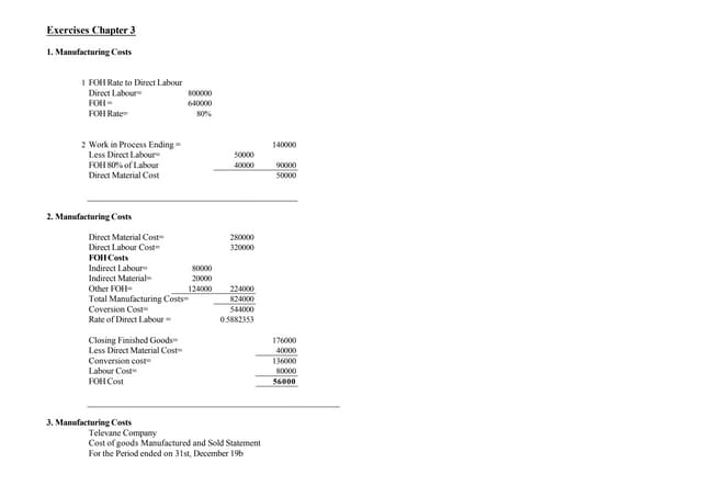 Solution Chapter 3   l Cost Account...
