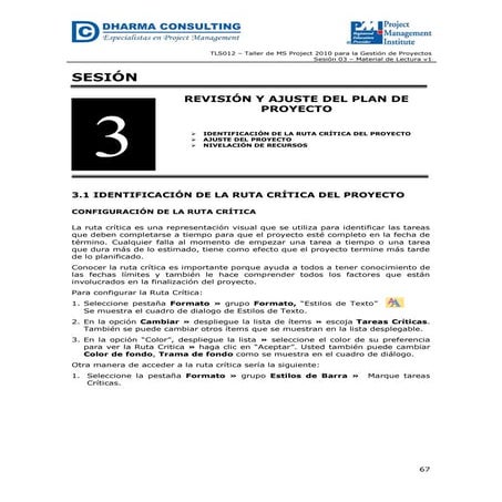 Taller de MS Project 2010 para la Gestión de Proyectos - Sesión 03