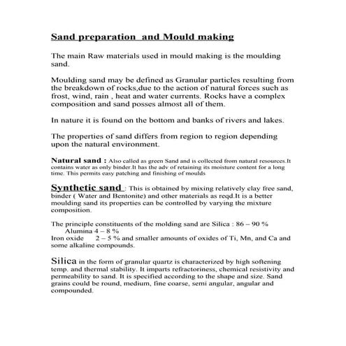 IIIE SECTION A MANUFACTURING TECHNOLOGY NOTES 3.sand preparation  and mould m...