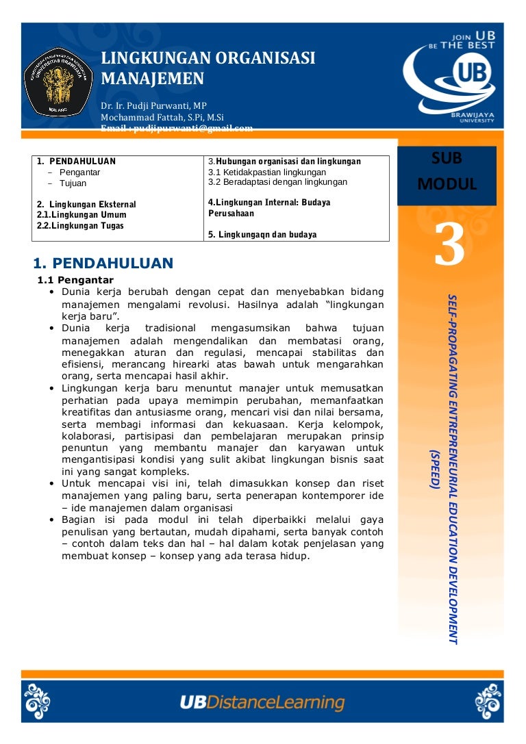 3 Lingkungan Organisasi Manajemen