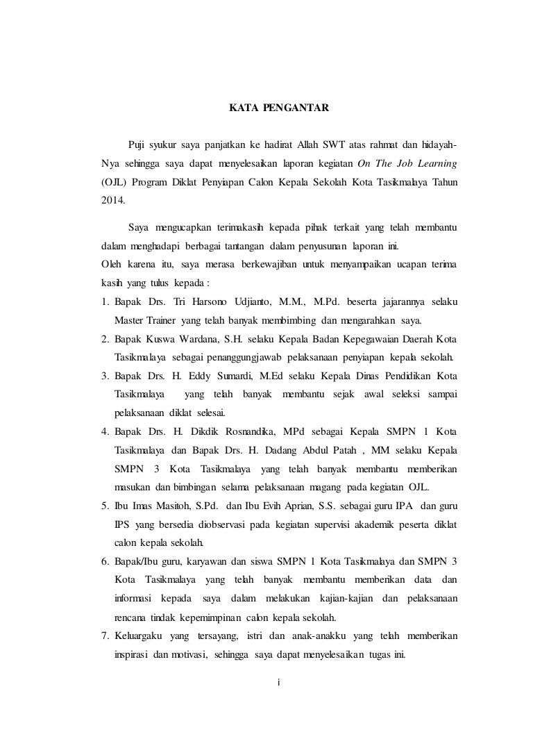 Contoh Kata Pengantar Laporan Diklat Seputar Laporan
