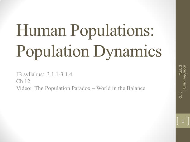 3.1 Human Population Dynamics Notes