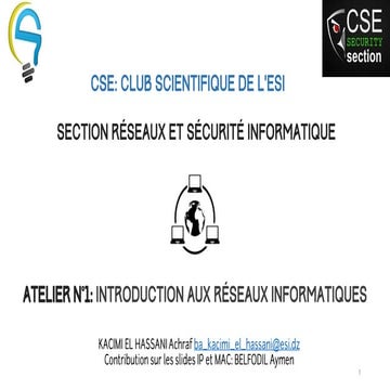 Atelier 1 Introduction aux Réseaux Informatiques
