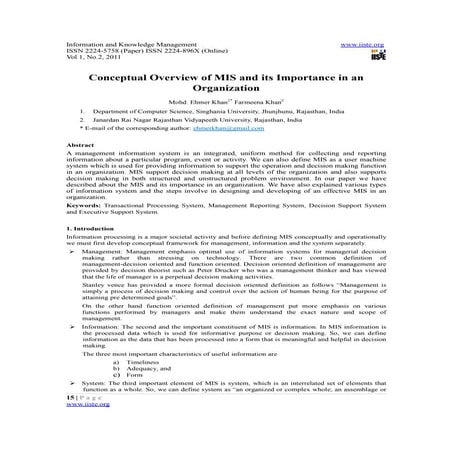 3.[15 22]conceptual overview of mis and its importance in an organization