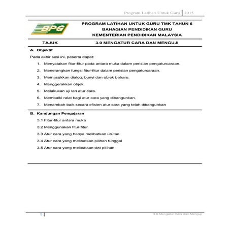 3.0 mengatur cara dan menguji