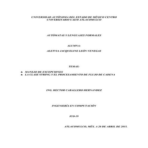 3...3 manejo de excepciones y la clase string