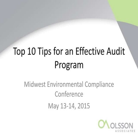 Zablocki, Shawn, Olsson Associates, Top 10 Tips for an Effective Audit, 2015 ...