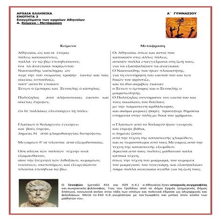 Αρχαία Α' Γυμνασίου, ενότητα 3