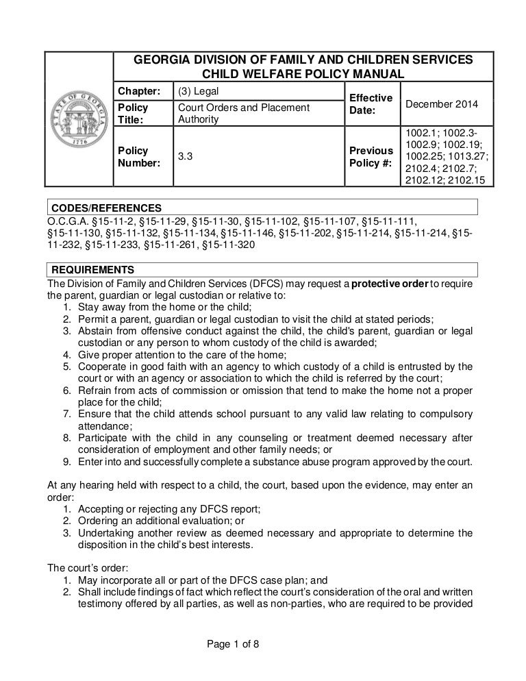 3.3 court orders and placement authority