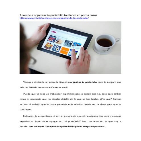 Aprende a organizar tu portafolio freelance en pocos pasos