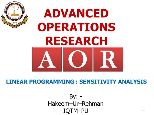 3. linear programming senstivity analysis