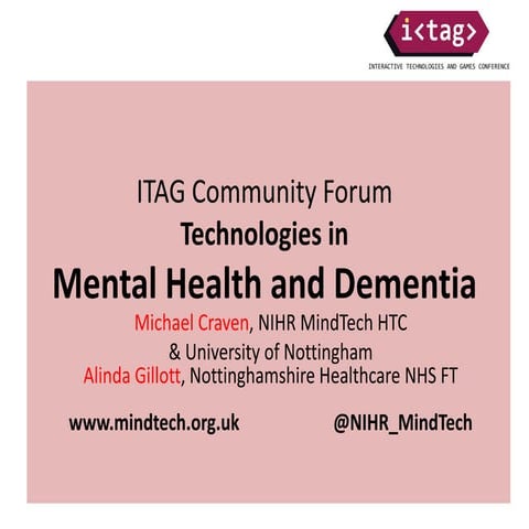 Dr Alinda Gillott & Dr Michael Craven: Mental health and Dementia